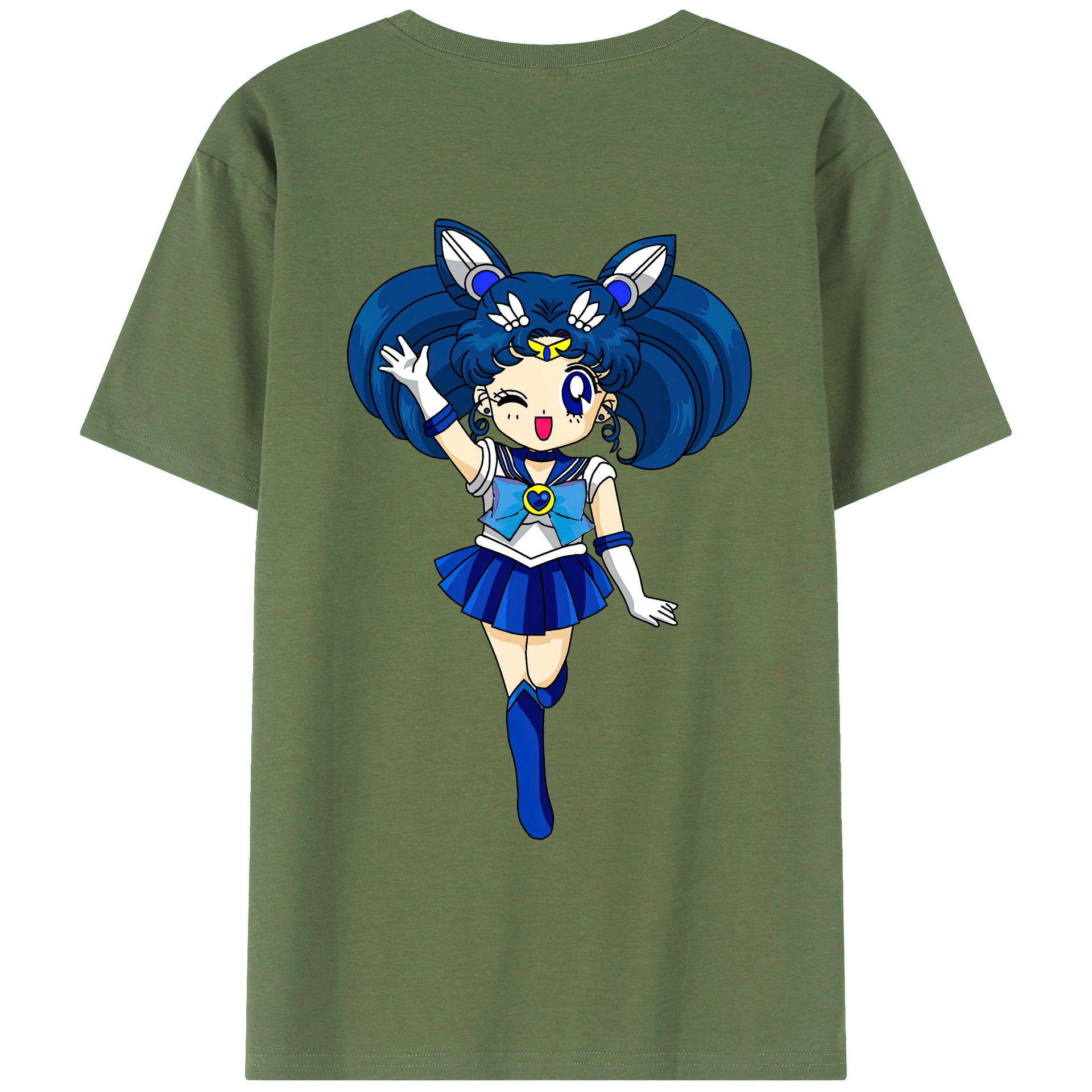 （画像用） 美少女戦士セーラームーン 水野 亜美 みずの あみ Sailor Moon Mizuno Ami 綿100％ メンズ半袖Tシャツ（バックプリント） 通気性